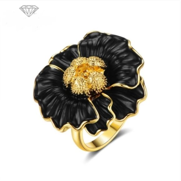 Sale Italian Jewelry Back Flower Ring - Picture 12 of 12